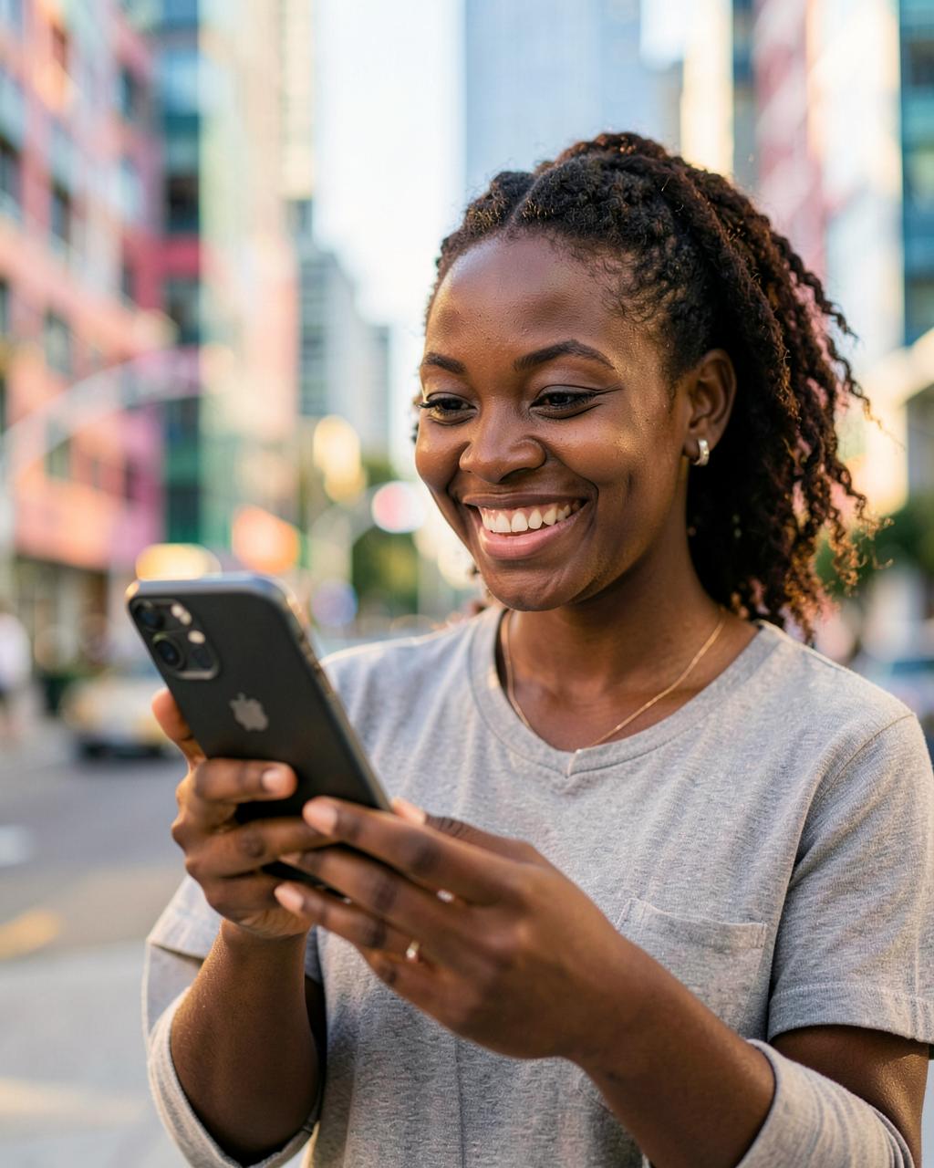 Une créatrice utilise son téléphone pour partager une campagne