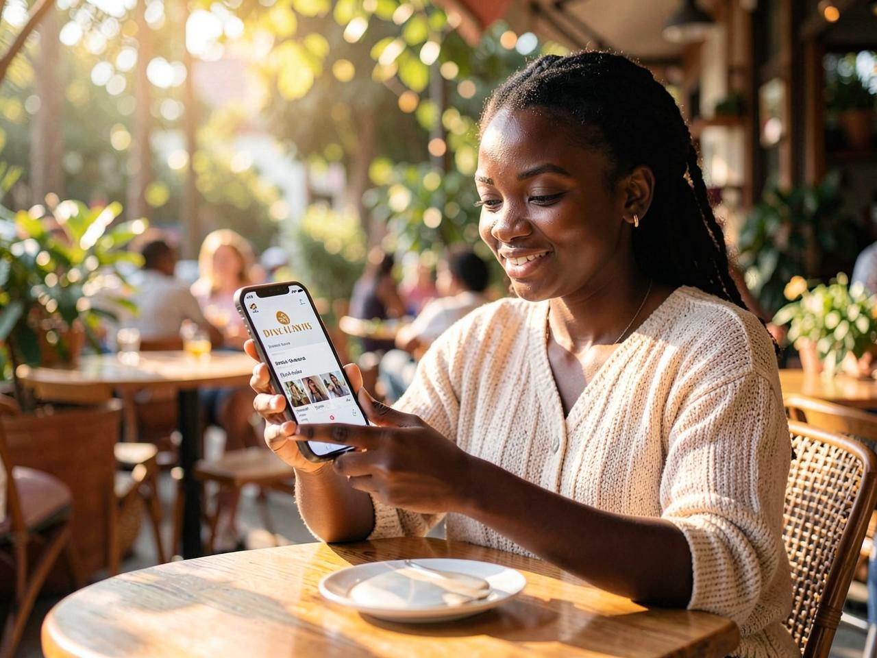 Ambassadrice partageant une mission depuis son smartphone